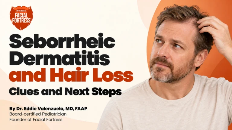 Seborrheic dermatitis and hair loss: a bearded man gently checks his hairline; clues and next steps.