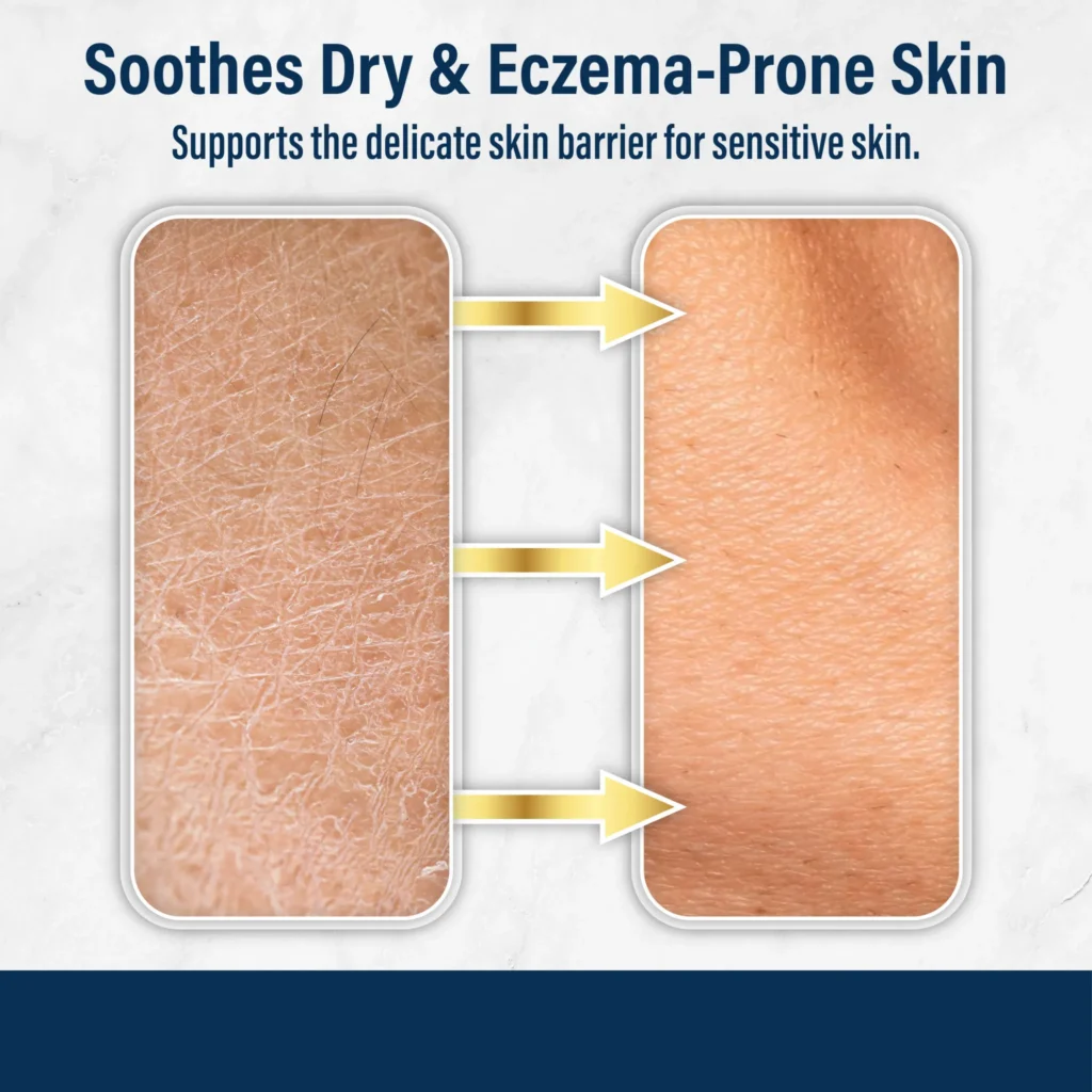 Illustration of dry skin and smoother hydrated skin, Dermal Defense moisturizing cream