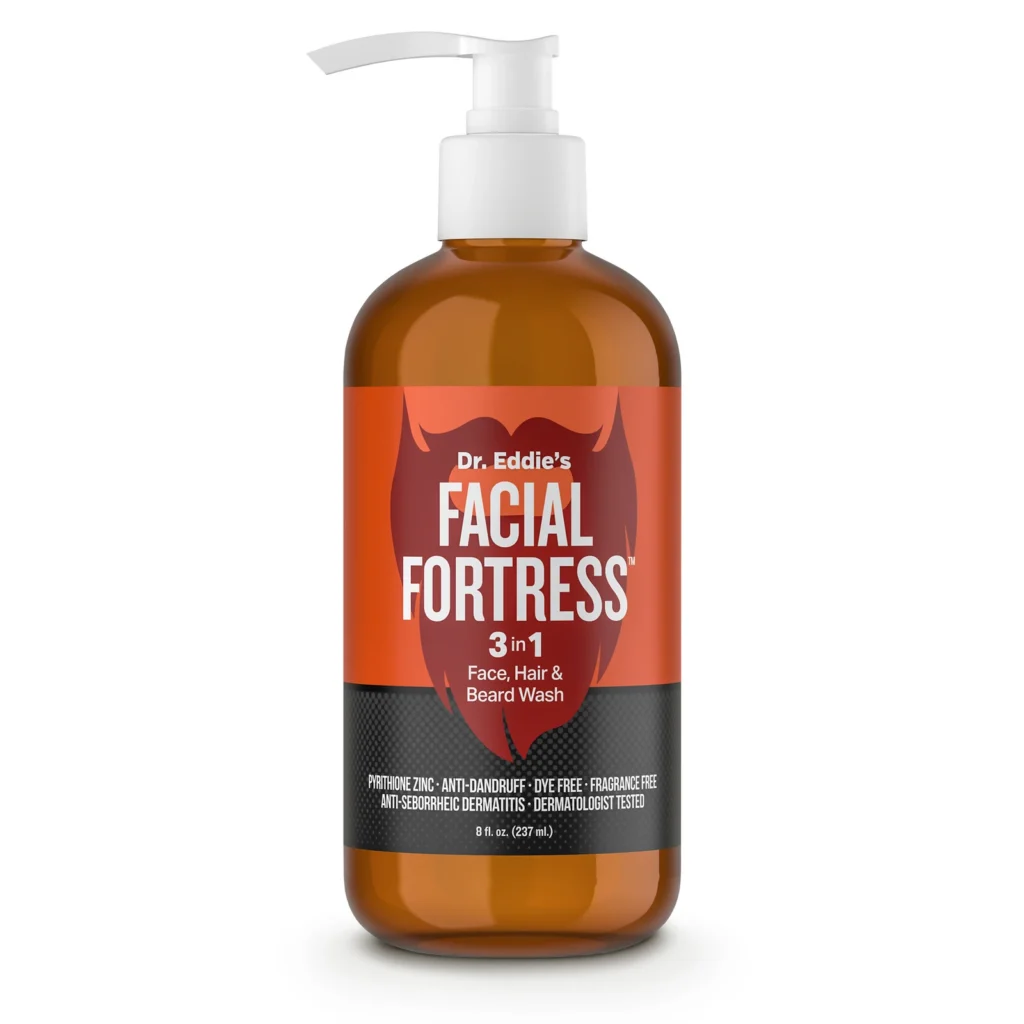 Facial Fortress medicated 3-in-1 face hair and beard wash, 8 fl oz bottle